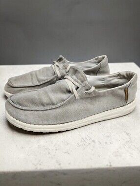 Hey Dude Wendy Slip On Shoes Womens 9 Chambray Gray Coastal Casual Athleisure
